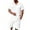 White, variant on Mens 2 Piece Set Outfits Button Up Short Sleeve T-Shirt Elastic Waist Drawstring Shorts Sets with Pockets Summer Casual Loose Holiday Vocation Suits
