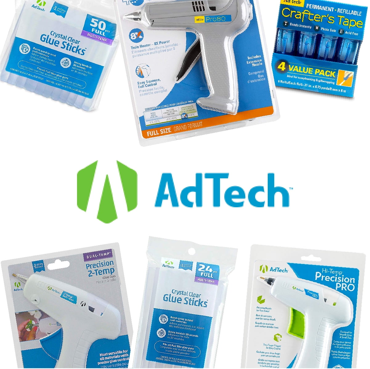 (4 pack) AdTech Crystal Clear Mini Size Hot Glue Sticks, 100 Count
