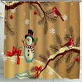 thumbnail image 1 of Cheerful Christmas Shower Curtain with Snowman& Pine Branches, 1 of 4