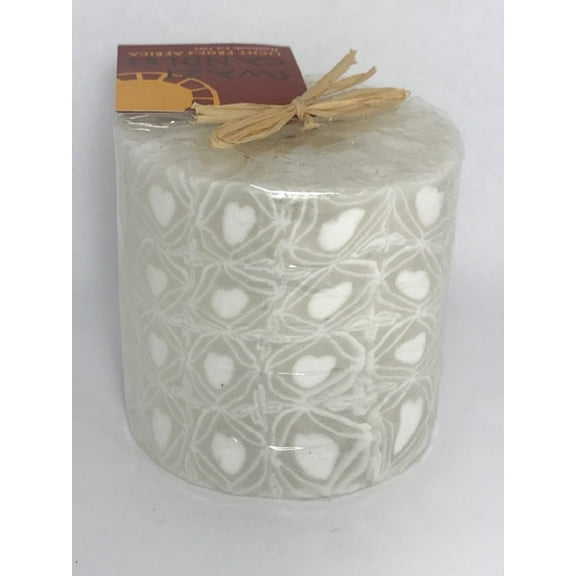 Swazi Candles, Pillar White Hearts