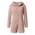 thumbnail image 4 of Hvot&aat Women's Plus Size Cute Sherpa Romper Fleece Onesie Pajama One-Piece Zipper Hooded Jumpsuit Plush Sleepwear Playsuit, 4 of 4
