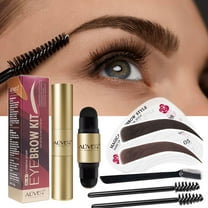 Aliver Eyebrow Stamp Stencil Kit, Dark Brown Medium Brown, Long Lasting Waterproof for Natural Brow
