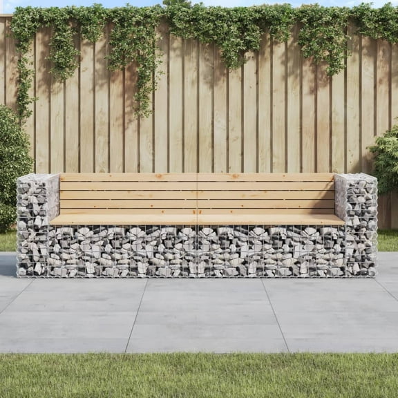 vidaXL Patio Bench Gabion Design Garden Outdoor Seating Loveseat Solid Wood