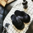 thumbnail image 2 of Black Flip Flop Slippers Fuzzy Fluffy Faux Fur House SPA Cute Open Toe Slippers for Women Girl/Women7.5-8.5 Men6.5-7.5 .., 2 of 9