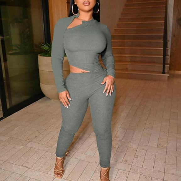 Sevevn Women's Solid Color Casual Sexy Fashionable Waist Revealing Tight Zipper Jumpsuit Gray M Early Access Deals