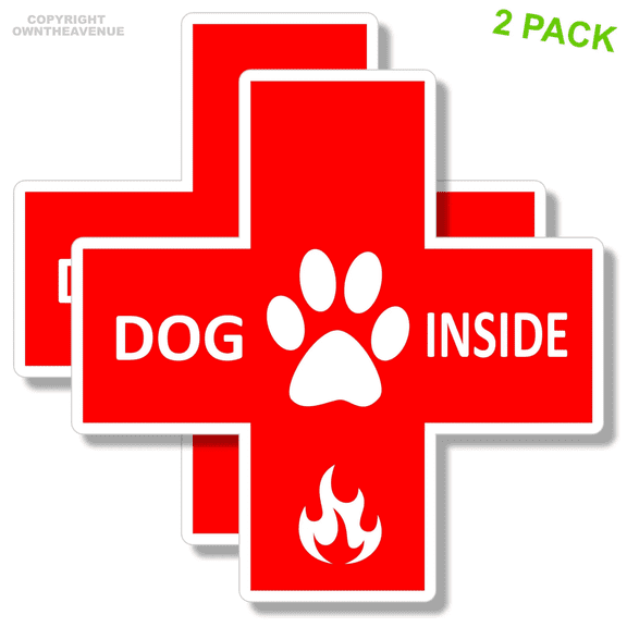 2x Dog Inside Fire Emergency Pet Laptop Bumper Car Truck Vinyl Sticker Decals 3"