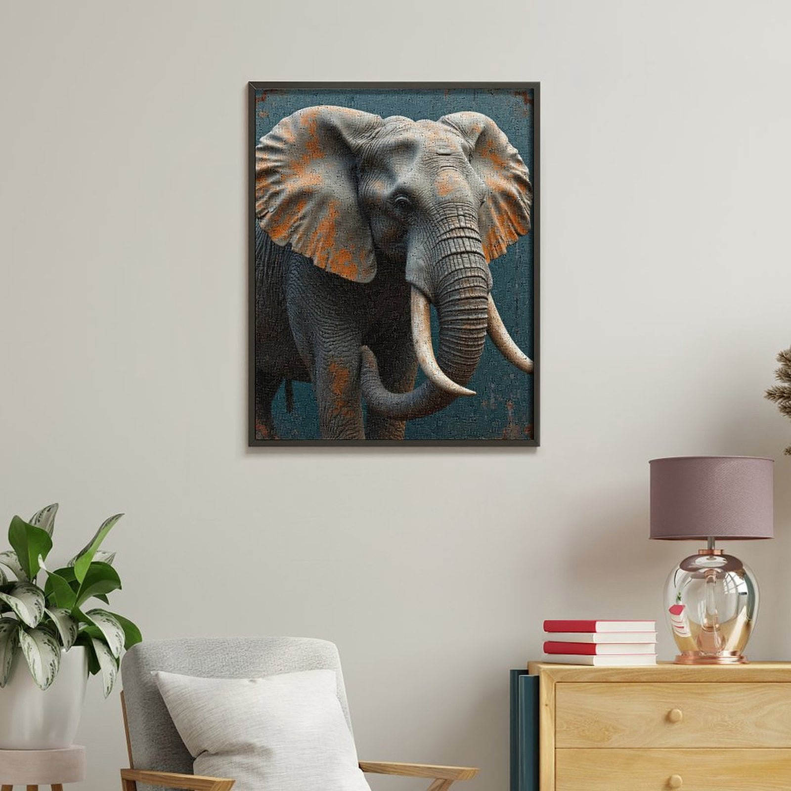 Paint By Numbers Kit for Adults Beginner - DIY Elephant With Textured Ears Canvas Painting Kits for Adults, Frameless Paint By Number for Adults for Home Wall Decor 16x20 Inch