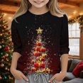 thumbnail image 2 of WAVSUF Girls Christmas Top 3/4 Sleeve Crew Neck Soft Comfort Fall Holiday Pullover 3, 2 of 5