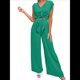 thumbnail image 2 of Conjuntos de Dos Piezas de Verano para Mujer 2025, Top Corto con Cinturón, Mangas y Cuello en V, Pantalones Anchos, Chándal Informal. Verde XL, 2 of 8