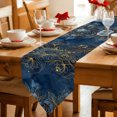 thumbnail image 2 of Luxury Floral Table Runner Linen Burlap Table Runner 60 Inches Long Blue Golden Lace Vintage Dresser Scarves for Kitchen Island Coffee Dining Room Party Wedding Banquet Holiday Decoration 13"x60", 2 of 8
