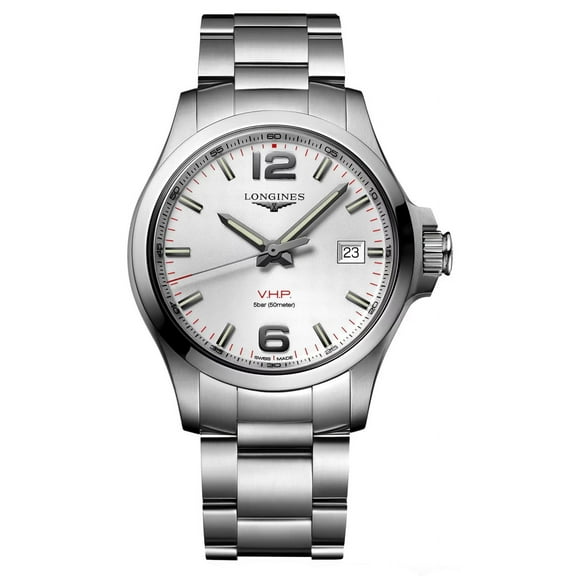 Longines Conquest V.H.P. Stainless Steel Silver Dial Perpetual Calendar Date Quartz Mens Watch L3.726.4.76.6