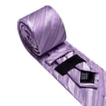 thumbnail image 4 of Set de corbatas Barry.Wang de seda a rayas, 150 cm, con gemelos, 4 of 6