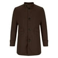 thumbnail image 4 of ZCFZJW Men's Wool Blend Pea Coat Notched Collar Single Breasted Overcoat Warm Winter Long Sleeve Trench Coat with Pockets Coffee L, 4 of 5