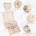 thumbnail image 2 of Earring Jewelry Box For Women Girl Stud Organizer, 3 Layers Girl Jewelry Organizer Box With Lock Earring Holder Organizer Necklace Ring Jewelry Organizer Box For Girls (PInk, 3 layer), 2 of 8