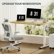 FLEXISPOT 48 x 30 Home Office Electric Height Adjustable Standing Desk Memory Programmable Presets Computer Desk White and Maple