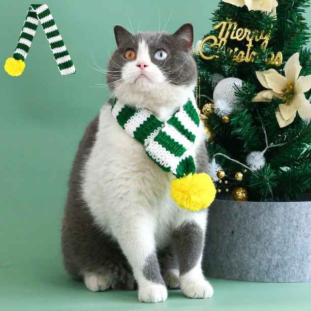 Knitted Striped Pet Christmas Scarf Cats Dogs Dogs Wool Thickened Warm Collar