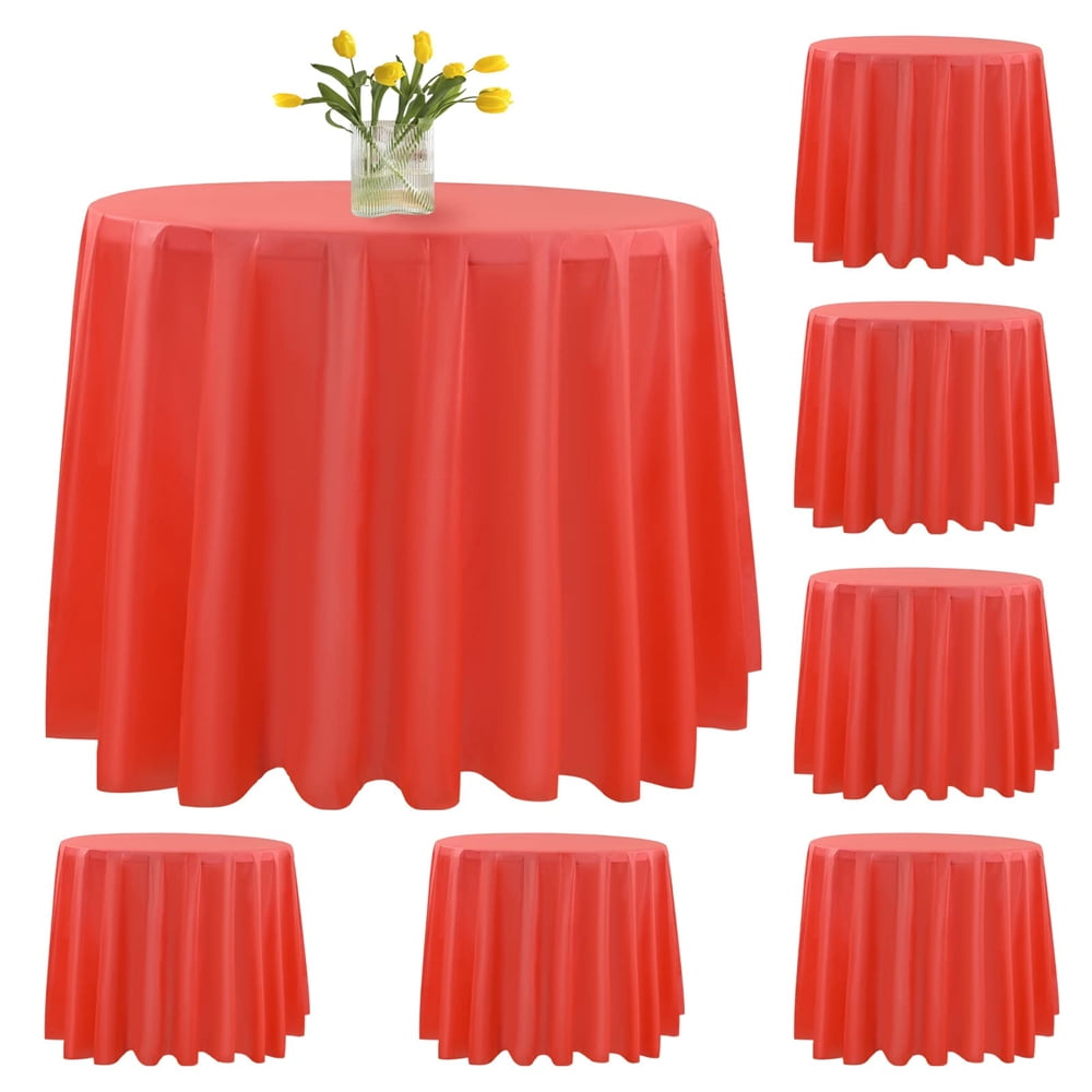 Pesonlook 6 Pack Round Disposable Tablecloths Premium Plastic Table