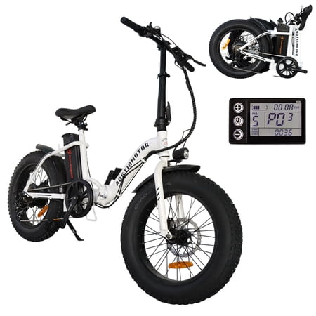 500W Folding Electric Bike for Adults,36V 13Ah Lithium Removable Battery,20 inch Fat Tire Electric Mountain Bike,Large LCD Display,Foldable Electric Bicycle Long Range 28+ Miles 7-Speed E-Bike