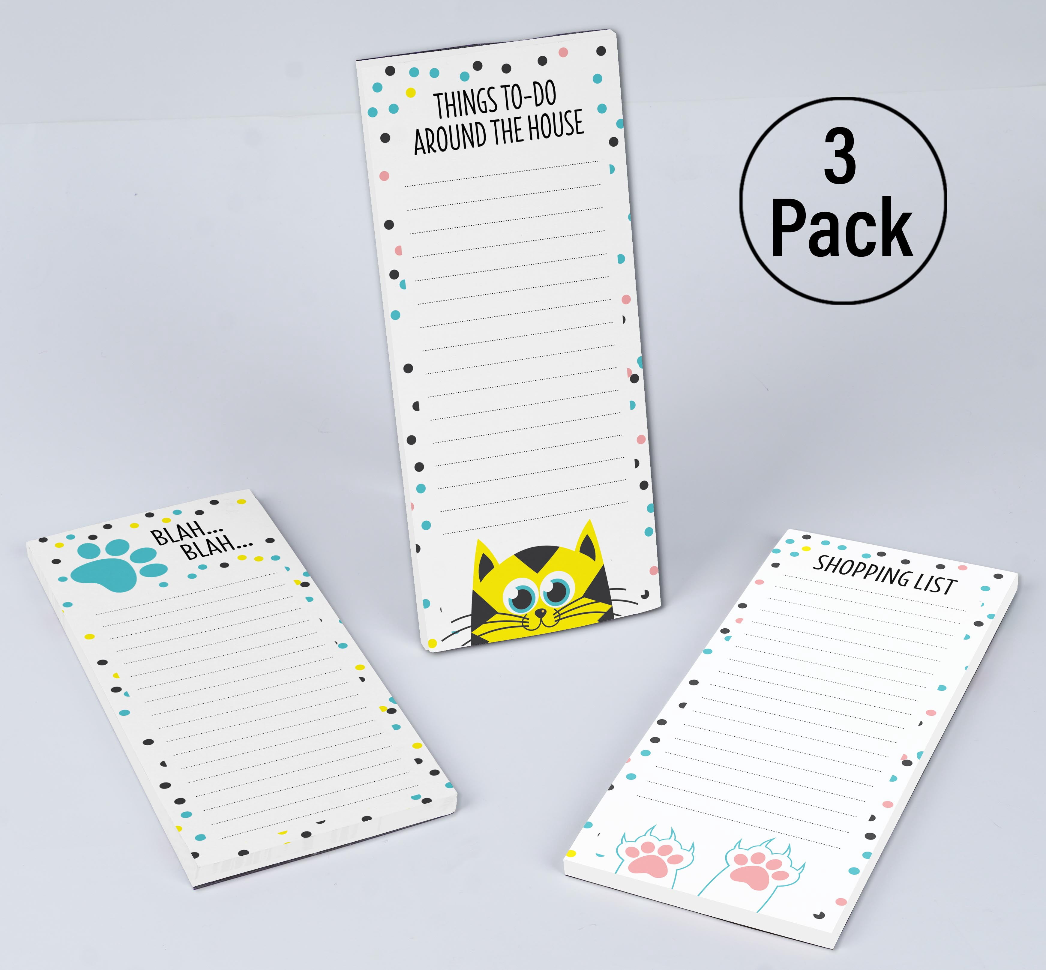 Inkdotpot Pack of 3 Magnetic Fridge To-Do List Notepads- Magnetic Memo Pads For Refrigerator-(50 Sheets Each)-F9