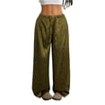 thumbnail image 2 of Womens Leopard Print Pants Wide Leg Lounge Sweatpants Elastic Waist Casual Trousers with Pockets, 2 of 8