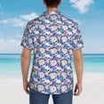 thumbnail image 4 of Sikiie white Skull blue daisy Print Men's Hawaiian Shirt, Summer Beach Button Pocket Short Sleeve T-Shirt,Medium, 4 of 7