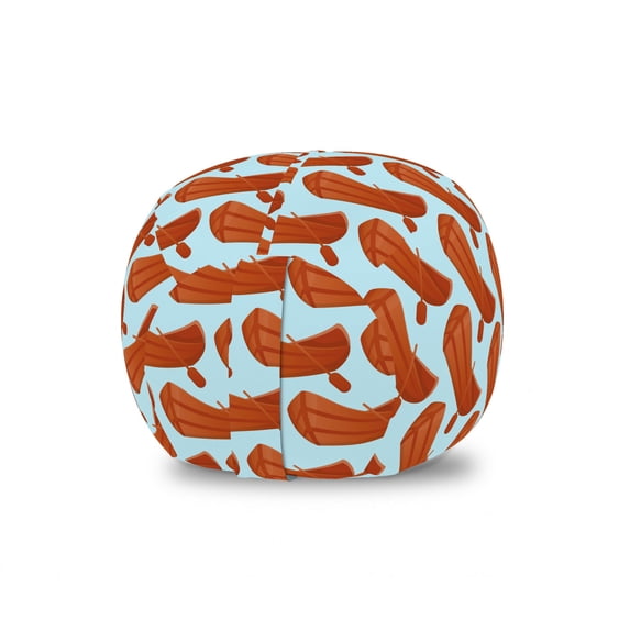 Nautical Storage Toy Bag Chair, Cartoon Illustrated Repeated Summery Marine Wood Sailing Boats Paddles, Stuffed Animal Organizer Washable Bag, Large Size, Pale Blue Burnt Orange, by Ambesonne