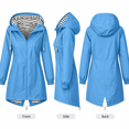 thumbnail image 2 of Women's Long Hooded Raincoat - Lightweight Zip Waterproof Rain Jackets - Outdoor Travel Hiking Jackets with Pockets, 2 of 8