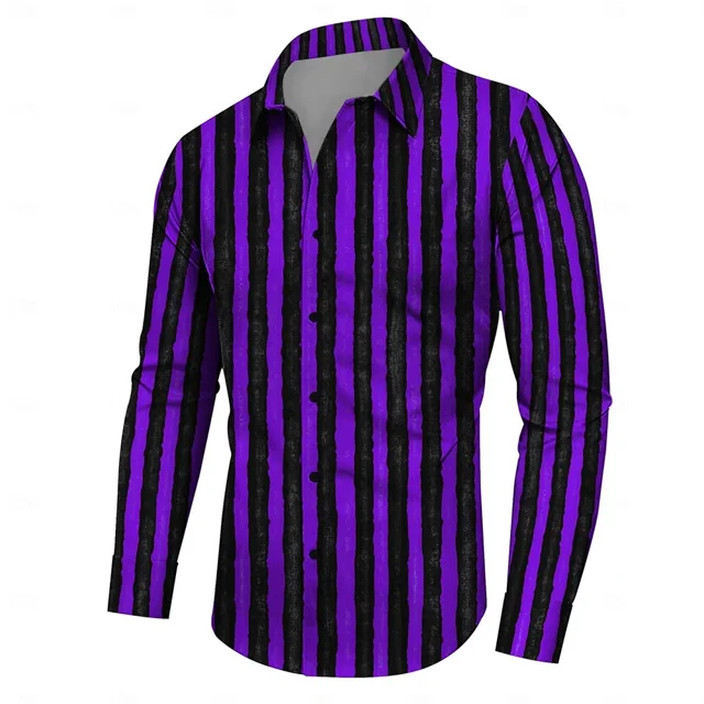 Camisa nueva para hombre, camisa informal con estampado de rayos, camisa de fiesta con solapa, diseño de diseñador de lujo a la moda, camisa de tela cómoda con botones