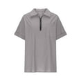thumbnail image 4 of Sevevn Women's Lapel Short Sleeve Loose Half Zip Cotton And Linen Tunic Summer Work Clothes Shirt Blouse Summer Clearance Gray XL, 4 of 7