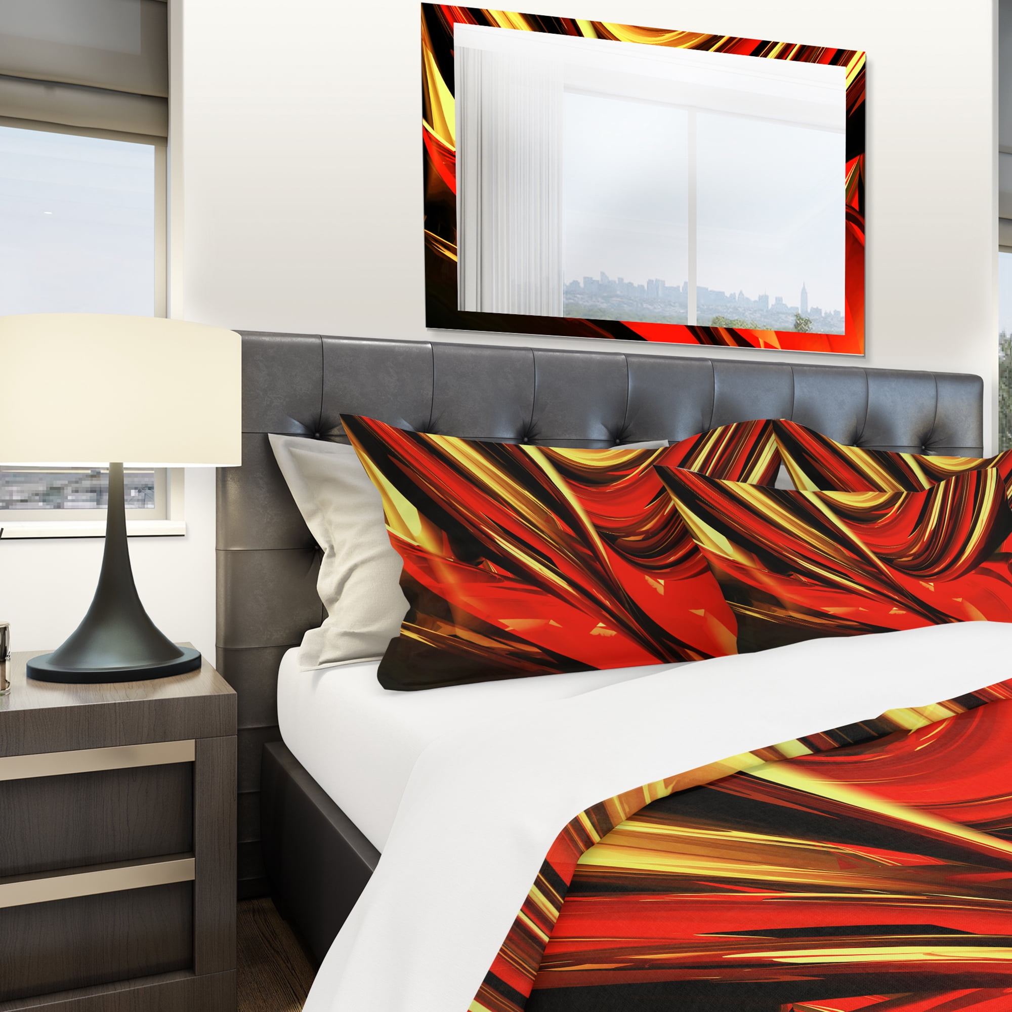 Designart 'Red Lava Ribbons' Modern & Contemporary Duvet Cover Set