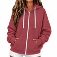 thumbnail image 5 of Women's Full Zip Hoodie, Oversized Long Sleeve Hooded Sweatshirt with Pockets, Casual Lightweight Zip Up Jacket, 5 of 7