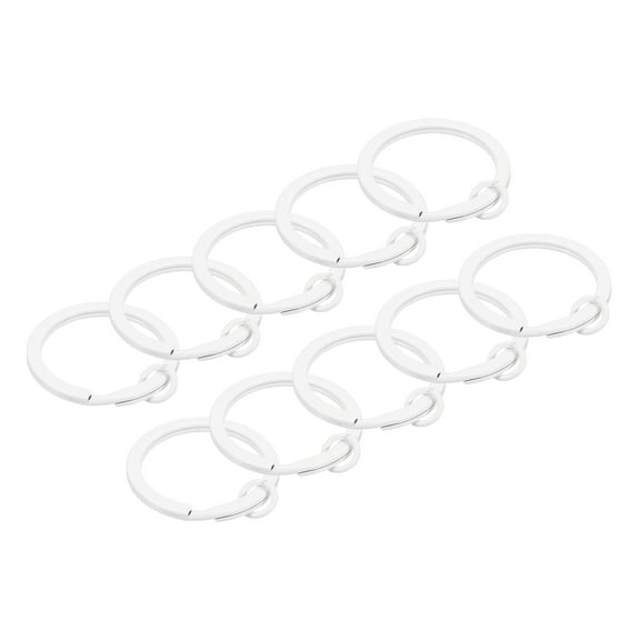 Uxcell Split Keychain Rings 10Pack Round Flat Key Holder with Open Jump Ring, White