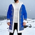 thumbnail image 2 of LINGLANG Funny Christmas Men's Long Cardigan Hoodies White Faux Fur Trim Warm Santa Claus Xmas Hooded Coat With Pocket, 2 of 4