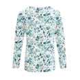 thumbnail image 4 of Uootdi Womens Long Sleeve Shirts Half Zipper V Neck Fashion Floral Printed Striped Dressy Gift Blouses Casual FallTunic Tops Lo ose Fit Comfy, 4 of 5