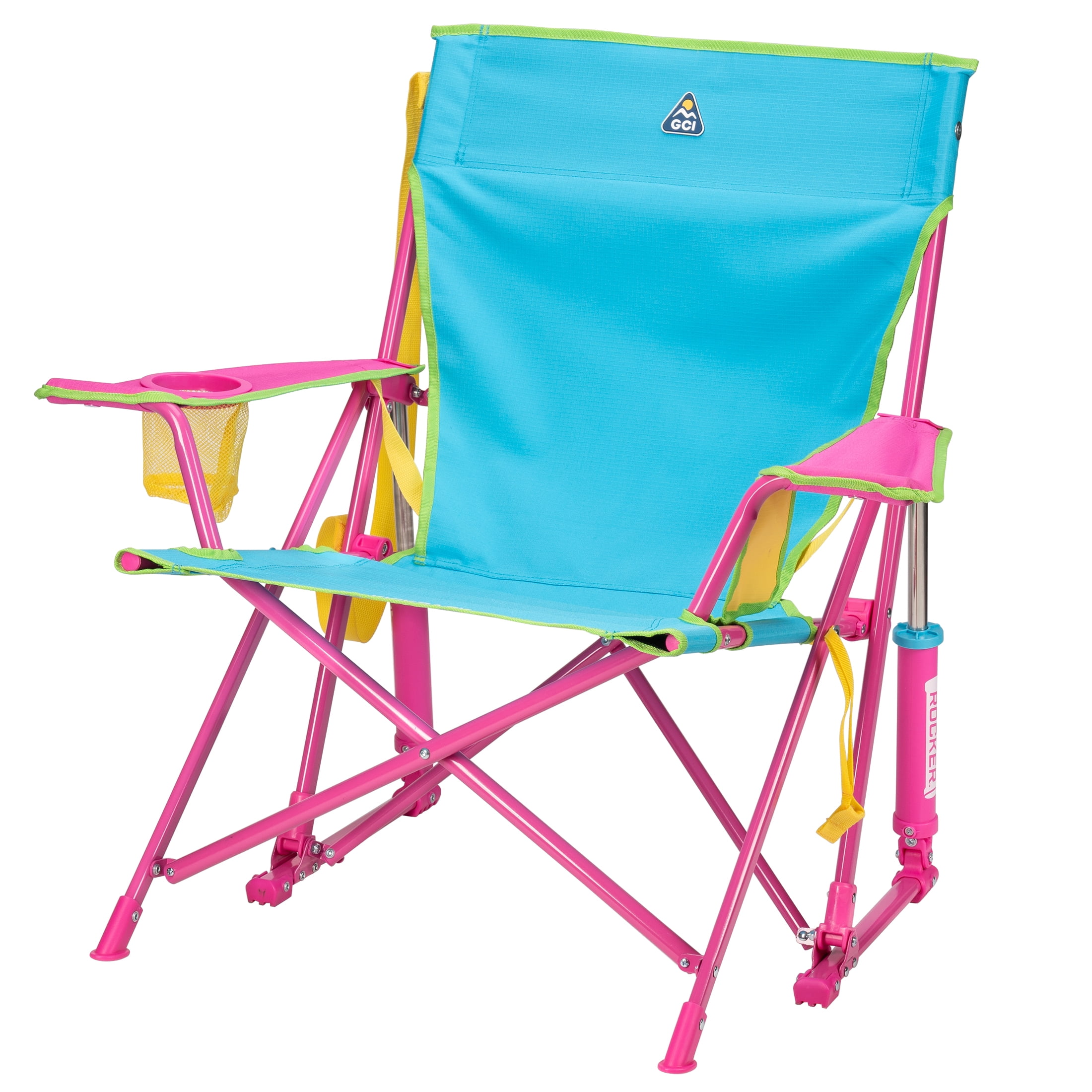 GCI Outdoor Kickback Rocker Low Profile Rocking Camp Chair, Blue Retro