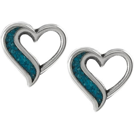 Brinley Co. Genuine Turquoise Sterling Silver Heart Stud Earrings