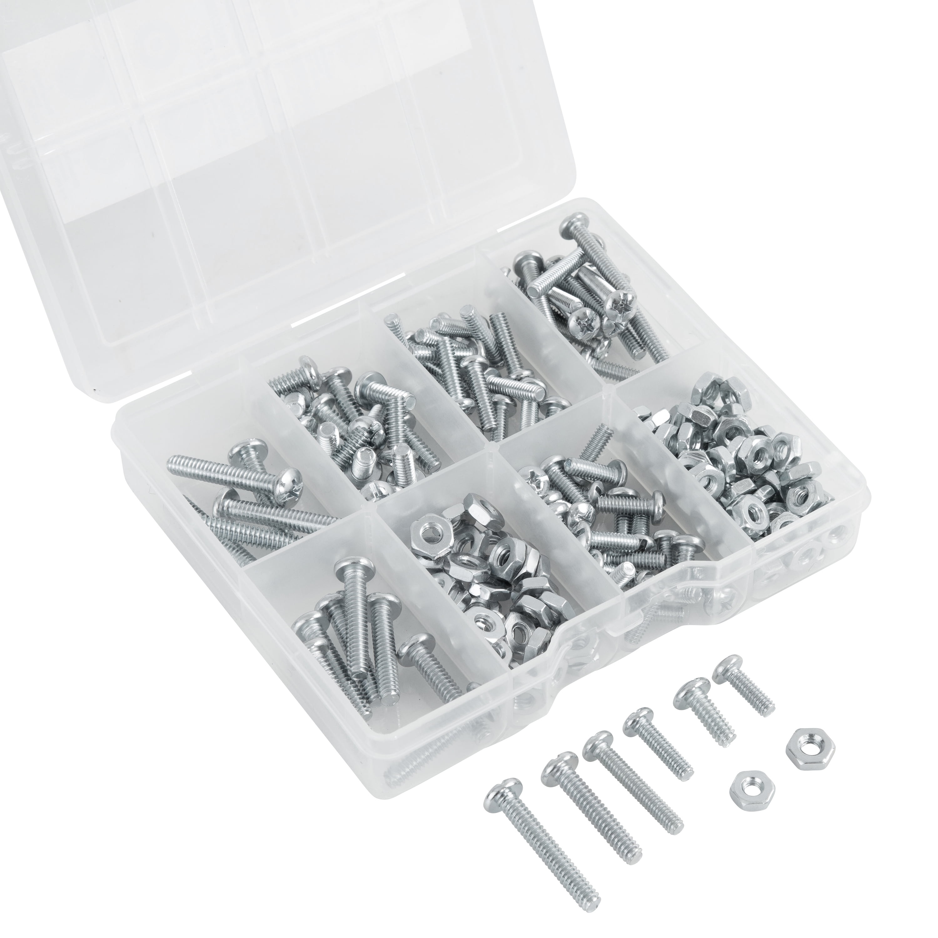 12 Kinds Small Nuts Kit with Plastic Box Stainless Steel Electronics for Glasses Watches Bolts Kit