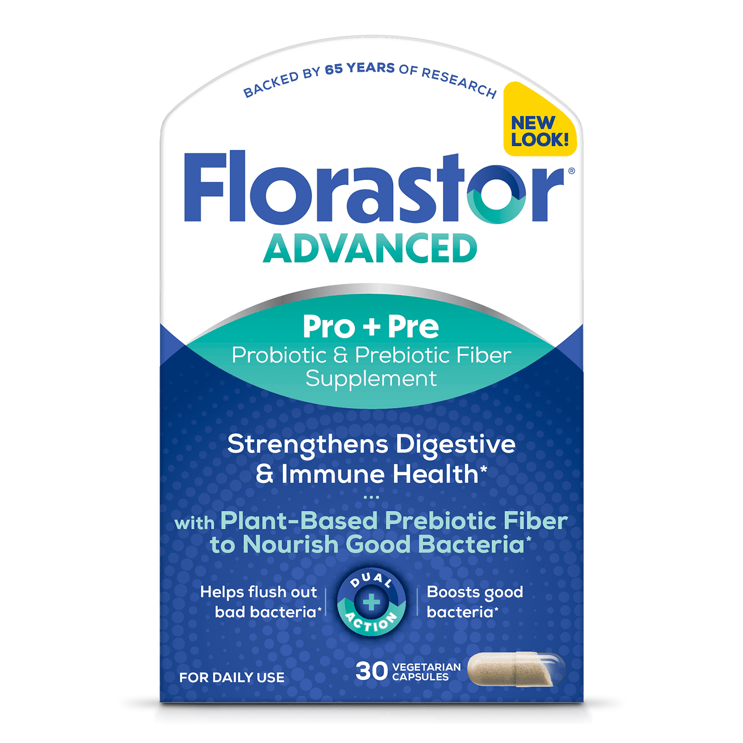 Florastor Unisex Advanced Pro + Pre Probiotic and Prebiotic Supplement, 30 Count