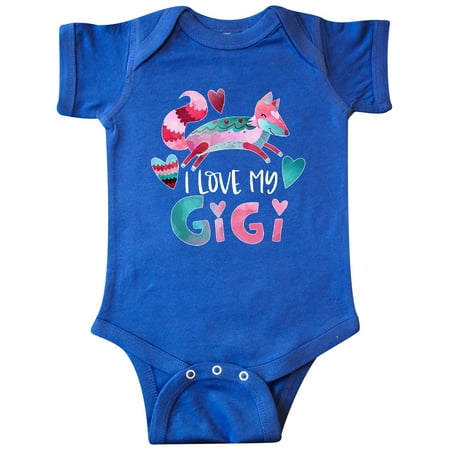 

Inktastic I Love My Gigi Pink and Blue Fox with Hearts Gift Baby Boy or Baby Girl Bodysuit