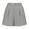 thumbnail image 5 of Cagogo Women Plus Size High Waisted Shorts with Pockets Button Casual Solid Regular Fit Travel Trousers Summer Loose Beach Lounge Wear, Gray S, 5 of 9