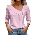 thumbnail image 2 of Homenesgenics Long Sleeve Shirts for Women V Neck Plus Size Women's Loose Summer Casual Solid Color Shirt Top Womens Fall Clothing New Arrivals Pink S, 2 of 5