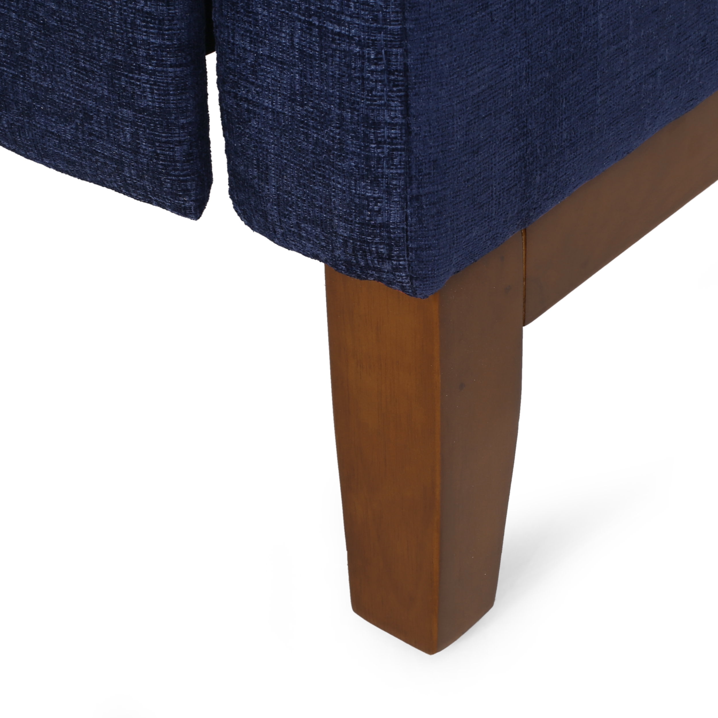 Noble House Andrea Fabric Pushback Recliner, Navy Blue and Brown