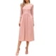 thumbnail image 2 of Vestido de punto waffle Inspire Chic para mujeres, con mangas 3/4, escote cuadrado, midi, talla XL, color rosa, 2 of 6
