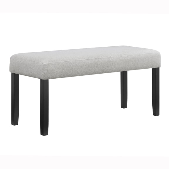 JERFIT 1pc Light Gray Upholstered Bench Soft Neutral Tone Dark Finish Legs Wooden Dining Room