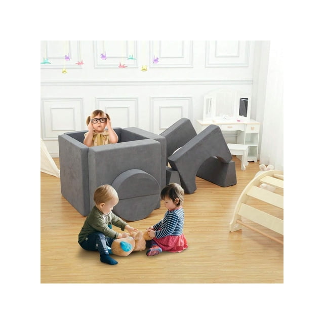 Para niños' play couch - 8-piece modular para niños pequeños sofa para playroom y nursery, convertible con removable cover