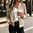 thumbnail image 2 of Zijinkuiwen Women Leopard Print Bomber Jacket Zip Up Long Sleeve Ribbed Cuffs Outerwear for Casual Daily Wear, 2 of 7