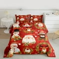 thumbnail image 2 of Manfei Santa Claus Queen Comforter Set for Kids, Kawaii Snowman Reindeer Bedding Sets, Christmas Flower Reversible Bedding Comforter Set, Breathable Home Decor, 3pcs, 2 of 8