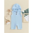 thumbnail image 4 of Suealasg Baby Boys Summer Hood Jumpsuit 3 6 12 18 Months Infant Newborn Boys Casual Solid Color Ribbed Sleeveless Tank Romper, 4 of 9