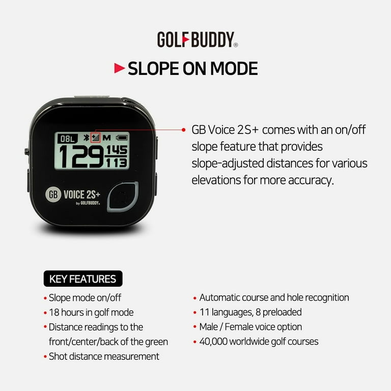 GolfBuddy Voice 2S+, Talking Golf GPS Rangefinder, 40,000 Courses