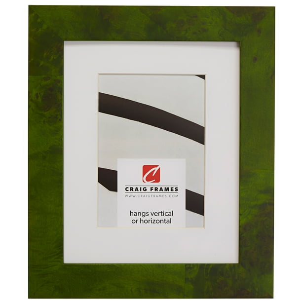 Craig Frames Innovations, 5x7 inch Green Burl Picture Frame Matted for